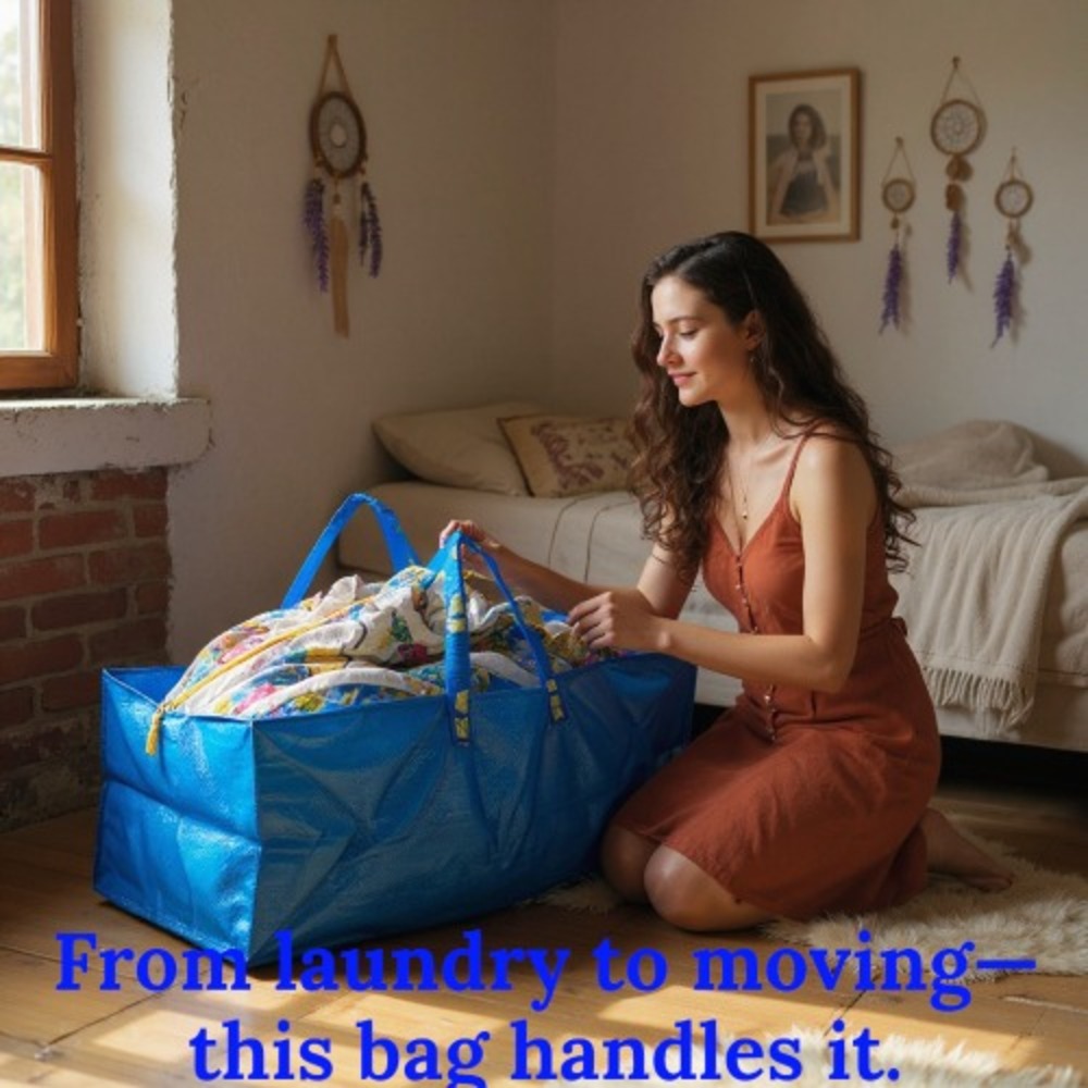 IKEA FRAKTA Blue Storage Bag – 20 Gallon, Reusable with Zipper &‎ Dual Handles